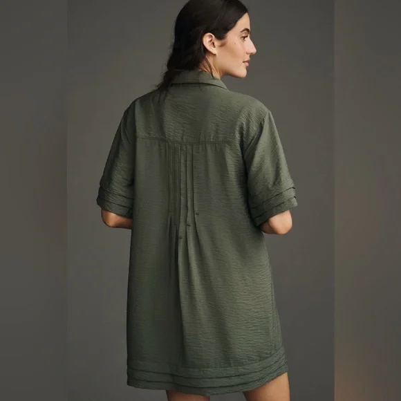 Pilcro Short-Sleeve Pintuck
Tunic Shirt Dress Olive Green Size M NWT - Picture 3 of 15